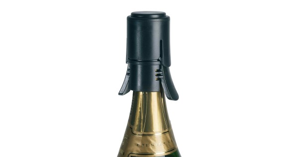 Bouchon SW-106 Le Creuset fixé sur une bouteille de champagne