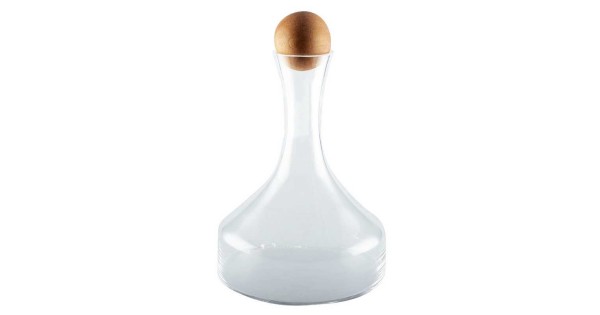 Carafe Aulica en verre transparent avec bouchon boule en bois