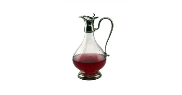 Carafe Pichet 1,5 L Le Potier d’Étain avec vin rouge, anse et pied en étain