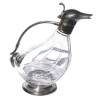 Carafe Canard Le Potier d’Étain vide, corps incliné en verre et monture en étain