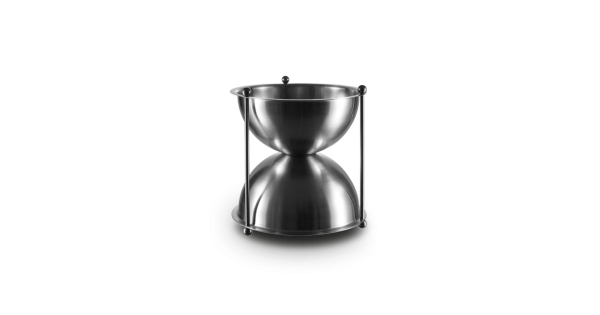 Crachoir Œnosablier Oenocom 2 L en inox, vue des deux parties et des tirants