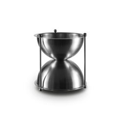 Crachoir Œnosablier Oenocom 2 L en inox, vue des deux parties et des tirants