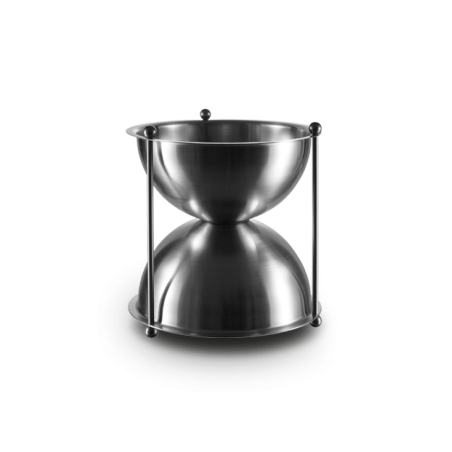 Crachoir Œnosablier Oenocom 2 L en inox, vue des deux parties et des tirants