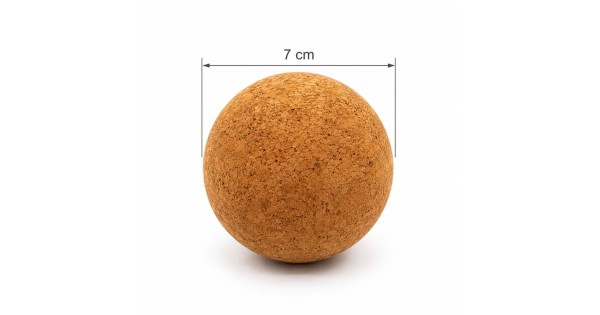 Bouchon boule en liège pour carafe avec diamètre de 7 cm indiqué
