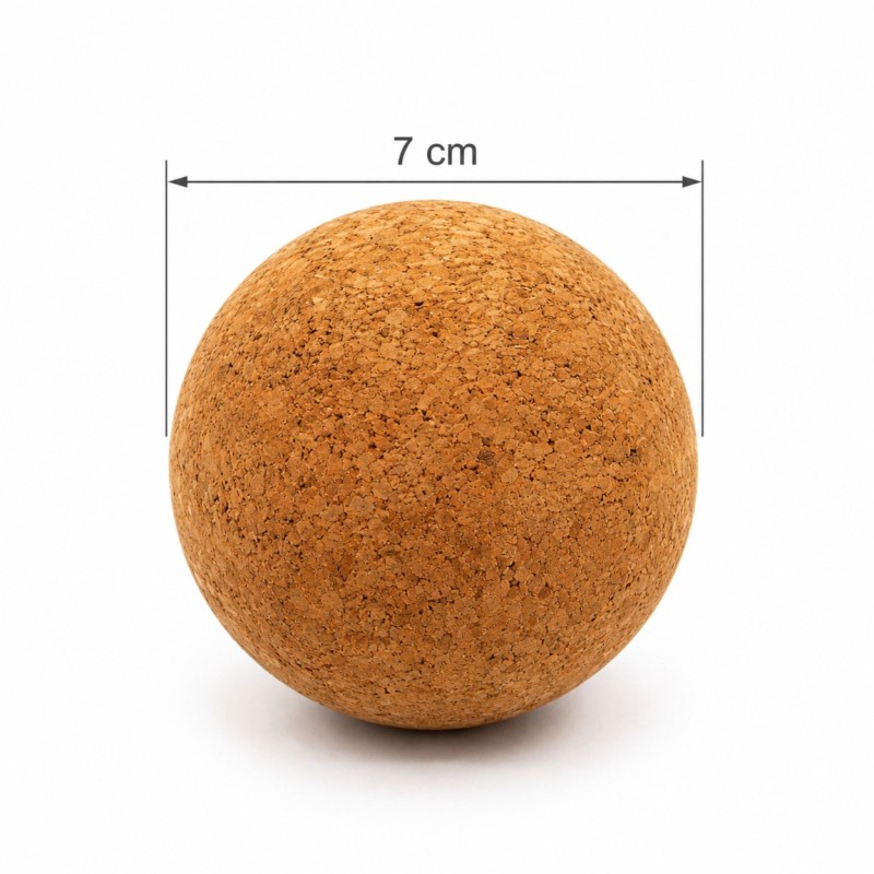 Bouchon boule en liège pour carafe avec diamètre de 7 cm indiqué