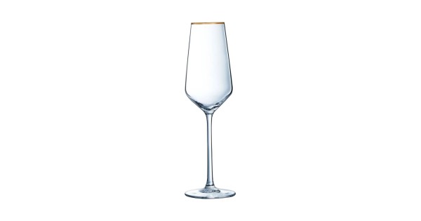 Flûte Ultime Bord Or 23 cl Cristal d’Arques avec liseré doré et longue jambe