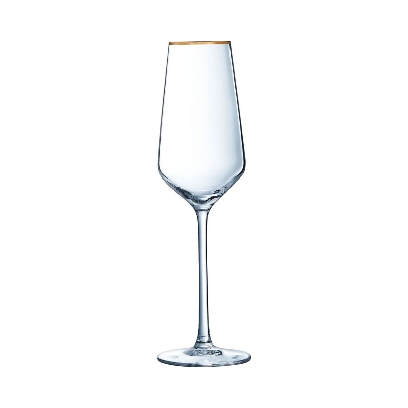 Flûte Ultime Bord Or 23 cl Cristal d’Arques avec liseré doré et longue jambe
