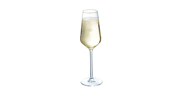 Flûte Ultime Bord Or 23 cl remplie de vin effervescent