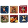 Six sous-verres Bière avec publicités rétro Gallia, Meuse, Longwy, Châtelaine, Éclair et Chartres