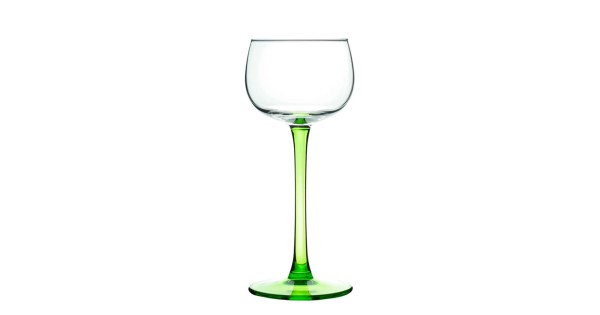 Verre à vin d’Alsace traditionnel de 15 cl avec coupe transparente, jambe et pied verts