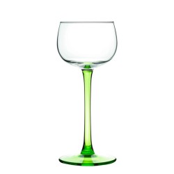 Verre à vin d’Alsace traditionnel de 15 cl avec coupe transparente, jambe et pied verts