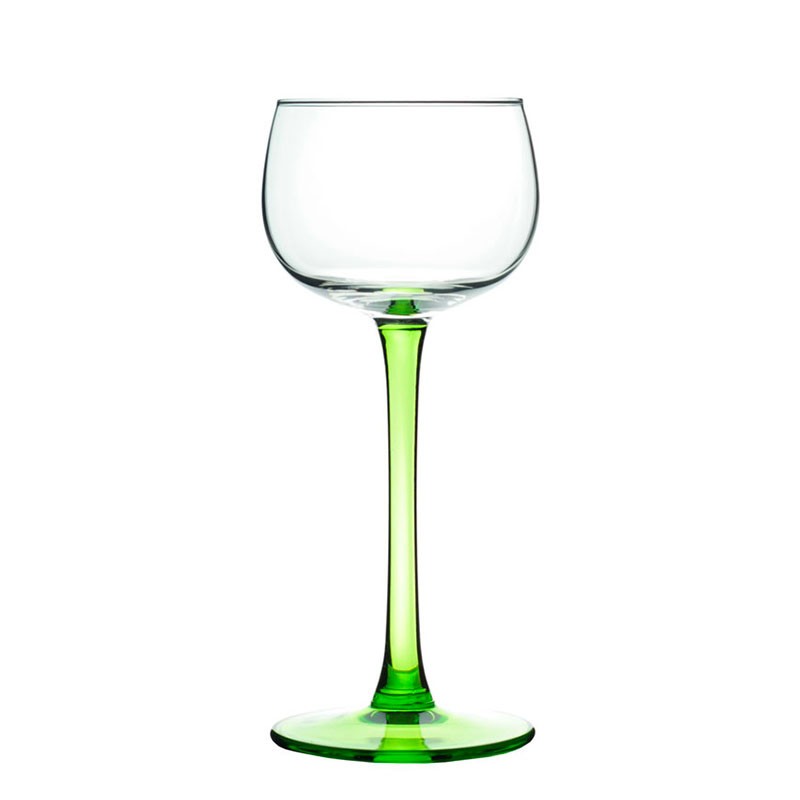 Verre à vin d’Alsace traditionnel de 15 cl avec coupe transparente, jambe et pied verts