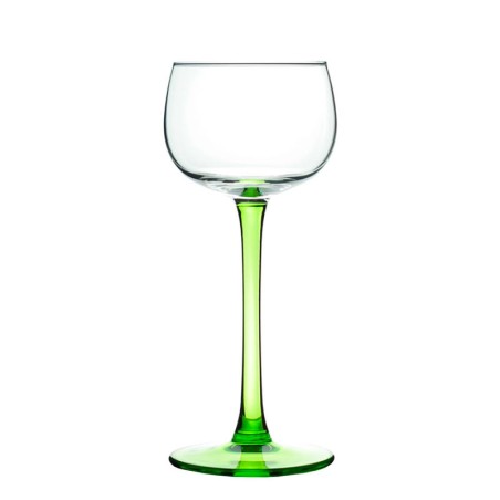 Verre à vin d’Alsace traditionnel de 15 cl avec coupe transparente, jambe et pied verts
