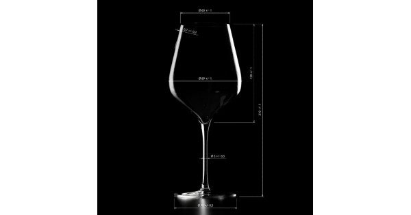 Schéma des dimensions du verre ŒnoXpert 45 cl