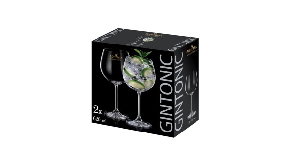 Boîte de deux verres Gin Tonic Bohemia Royal Crystal de 620 ml
