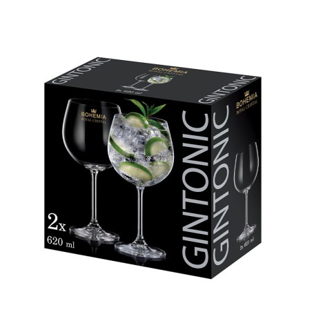 Boîte de deux verres Gin Tonic Bohemia Royal Crystal de 620 ml