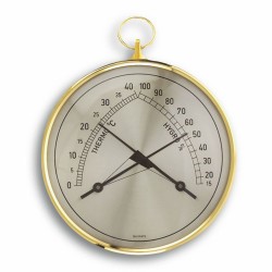 Thermo-hygromètre Climatherm TFA 45.2005 à deux aiguilles avec bordure et anneau en laiton