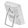 Dos du thermo-hygromètre TFA blanc avec support déployé et logement de pile CR2032
