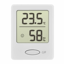 Thermo-hygromètre numérique TFA 30.5041.02 blanc avec affichage de température, humidité et sourire