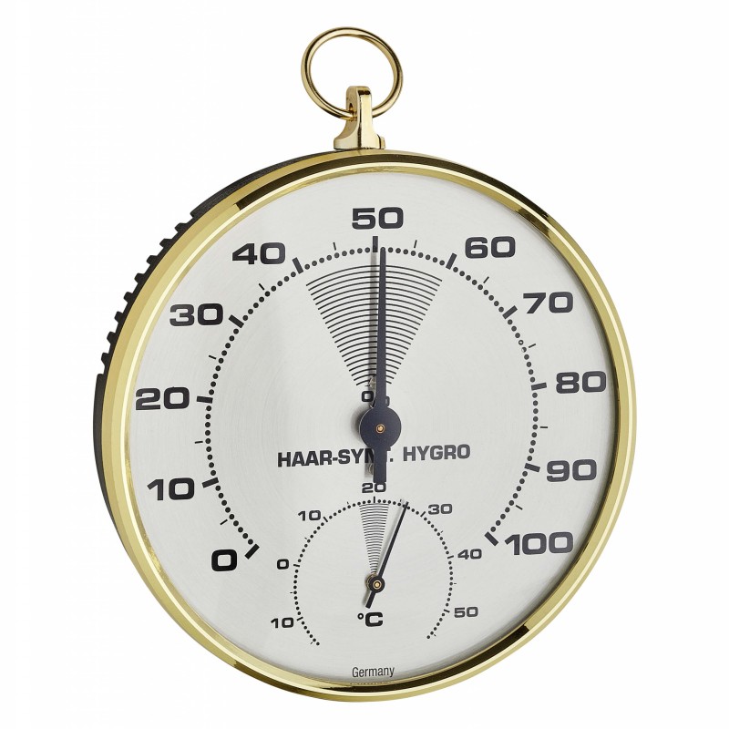 Thermo-hygromètre TFA 45.2007 à cheveu synthétique, grand cadran d’humidité et petit thermomètre
