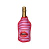 Gaine rafraîchissante Bouche Gift Company à lèvres rouges sur fond rayé violet et rouge, sur une bouteille