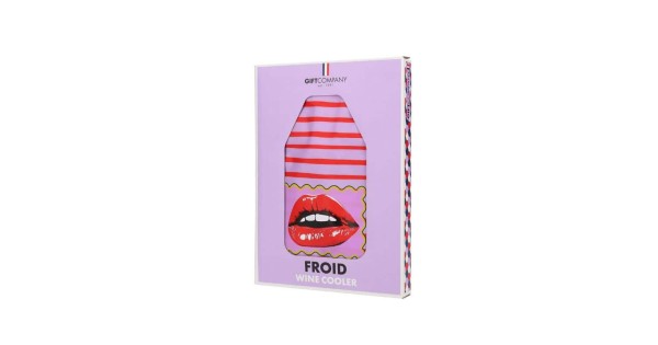 Gaine rafraîchissante Bouche Gift Company présentée avec sa boîte Froid Wine Cooler