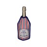 Gaine Gift Company à rayures rouges, blanches et bleues avec le message Vivre d’amour et de champagne, sur une bouteille