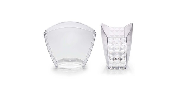 Seau à glace Diamond Sermen Drinking transparent vu de face et de profil avec ses reliefs à facettes