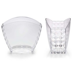 Seau à glace Diamond Sermen Drinking transparent vu de face et de profil avec ses reliefs à facettes