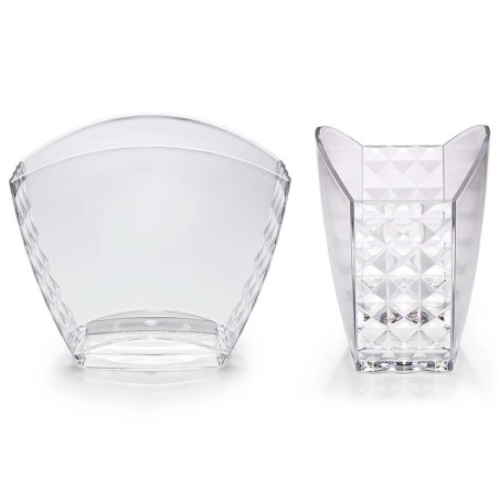 Seau à glace Diamond Sermen Drinking transparent vu de face et de profil avec ses reliefs à facettes