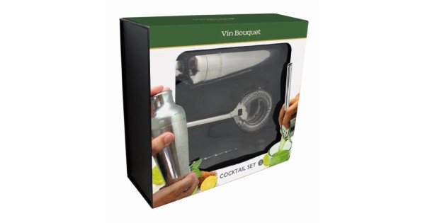 Boîte cadeau du coffret cocktail Vin Bouquet quatre pièces